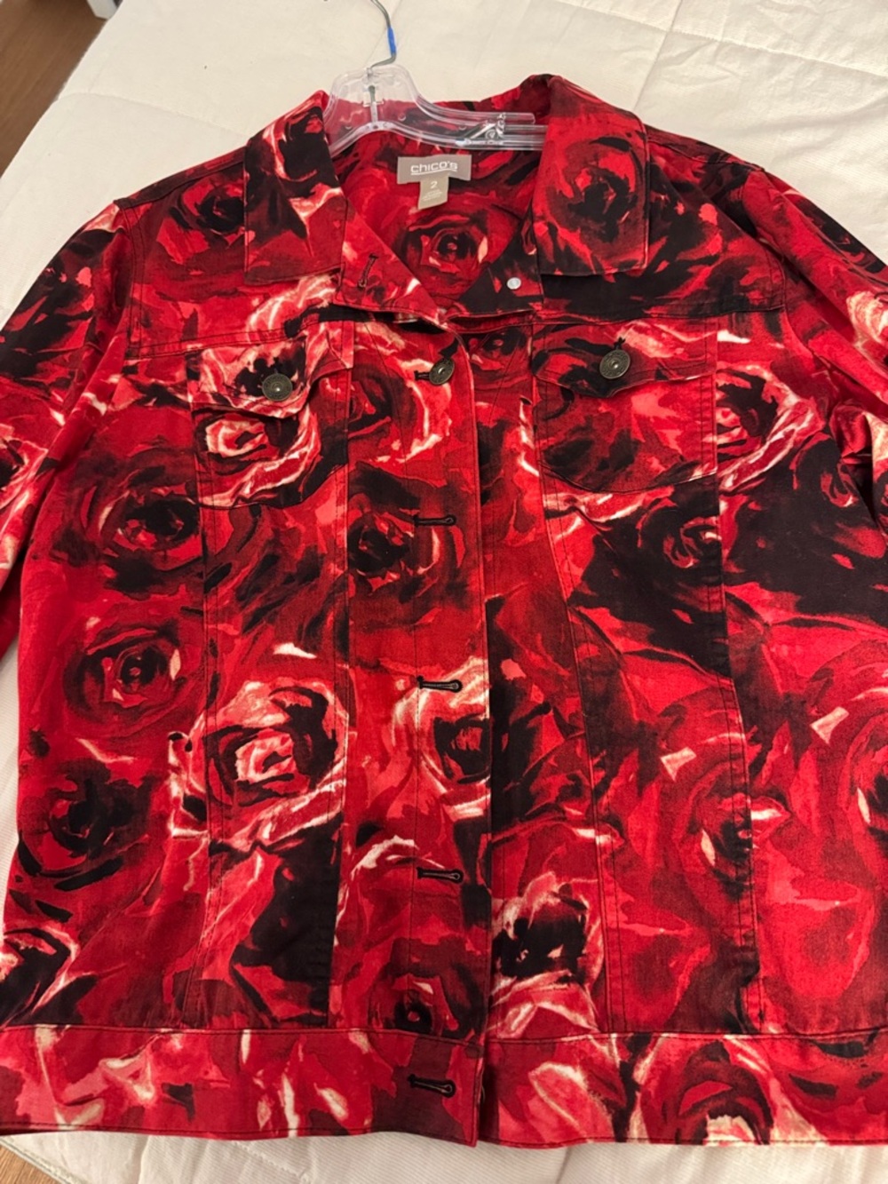 Chico’s floral washable jacket. Size 2